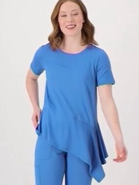 Cuddle Duds Flexwear Blue Asymmetric Tunic Women S